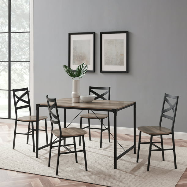 Wilson 5 Piece Grey Wash Dining Set, Grey Wash Dining Room Chairs