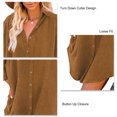 thumbnail image 5 of Blusa de gran tamaño Turn Down Collar Button Up Manga Larga Loose Fit Corded Velveteen Camisa Las Mujeres para Viajes Diarios, 5 of 5