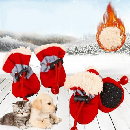 Angmile Dog Shoes Paw Protector  Anti-Slip Dog Boots Pet Booties with Reflective Straps for Small Medium Dogs 4PCS