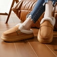 thumbnail image 3 of Platform Fuzzy Slippers Clogs House Shoes for Women Indoor and Outdoor Fashion Casual Suede Buckle Plush Winter Warm Bedroom Home Slides Snow Ankle Booties, 3 of 7