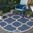thumbnail image 3 of Safavieh Courtyard Becky Geometric Indoor/Outdoor Area Rug, Blue/Beige, 5'3" x 5'3" Round, 3 of 14