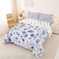 thumbnail image 2 of Erosebridal Watercolor Flower Queen Comforter Set for Girls, Blue Floral Bedding Comforter Set, Polka Dots Reversible, 3pcs, 2 of 6
