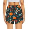 thumbnail image 4 of Xecao's Autumn with Pumpkins for a double-layer running short for women, perfect for gym, tennis, and more, featuring a convenient pocket., 4 of 9