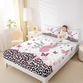 thumbnail image 4 of jejeloiu Cartoon Cute Butterfly Full Size Sheets,Leopard Cheetah Pattern Bed Sheets,Pink Sequin Print Sheet Sets For Kids,Microfiber Bedroom Decor,4-Piece, 4 of 7