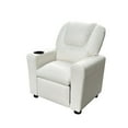 thumbnail image 3 of Smuxee Leather Kids Recliner with Cup Holder,Kids Toddler Game Chairs Sofa for Boys or Girls,White, 3 of 5