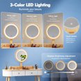 thumbnail image 5 of 47 Inch Modern Makeup Vanity Desk Set with 3 Color Round LED Mirror, Dressing Table with 4 Storage Drawers & Padded Stool for Bedroom,Natural and White, 5 of 6