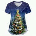 thumbnail image 4 of Towmus Christmas Scrub Tops Woman V Neck Funny Graphic Pattern Short Sleeve Nursing Tops Xmas Holiday Print Fashion Top with Pockets S-3XL, 4 of 5