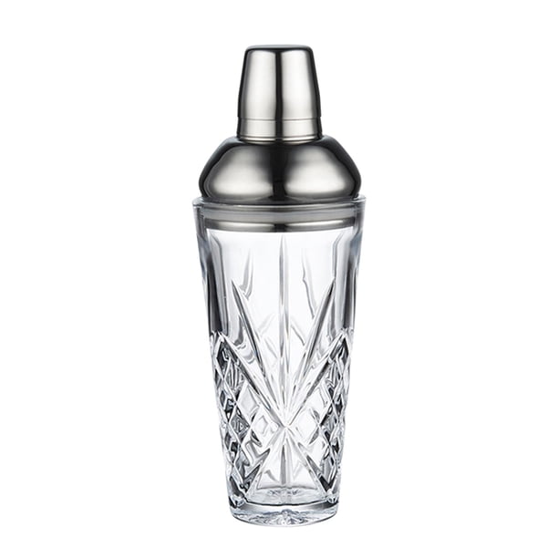 Pisexur Batería de cocina Nuevo vaso mezclador de cóctel con tapa de acero inoxidable y filtro de cristal de 420 ml para la cocina del hogar
