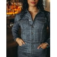 thumbnail image 3 of Mrs Momma Bear Long-Sleeve Printed Denim Athleisure Blue, Denim Midi Dress (Women's), 3 of 6