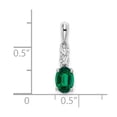 thumbnail image 2 of 14k White Gold Oval Created Emerald and Diamond Pendant, 2 of 2
