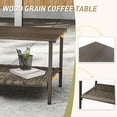 thumbnail image 5 of INTER HUT Brown Patio Steel Rectangular Coffee Table with Wood Grain Top, Wicker Shelf, Indoor & Outdoor Use, 5 of 8