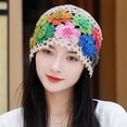 thumbnail image 2 of Hsqqdc 1 Piece Vintage Flower Crochet Hollow Beanie for Women, Lightweight Breathable Knit Hat for Summer Wear, 2 of 7