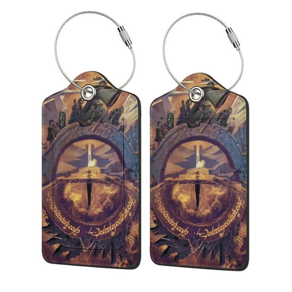 The Lord Of The Rings Pu Leahter Luggage Tag, 2 Pcs Suitcase Tags With Privacy Cover Name Address Labels And Metal Ring For Women Men