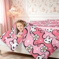 thumbnail image 3 of Manfei Kawaii Rabbit Twin Comforter Sets 2pcs,Flowers Ribbon Bow Bedding Set,1 Comforter and 1 Pillowcase,Reversible, 3 of 6