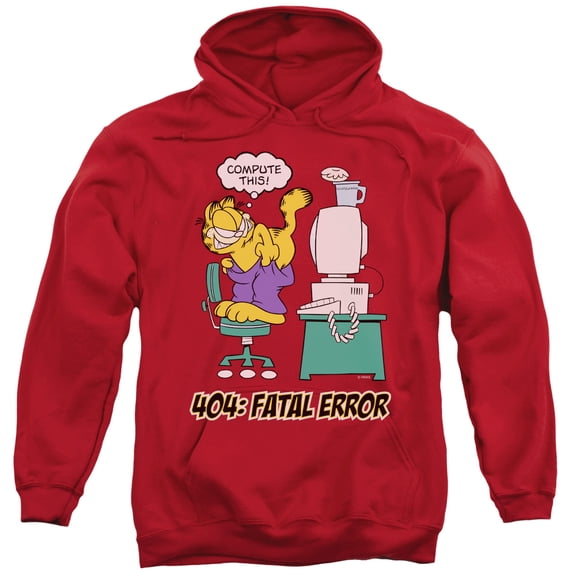 Garfield Compute This Adult Pullover Hoodie Sweatshirt Red