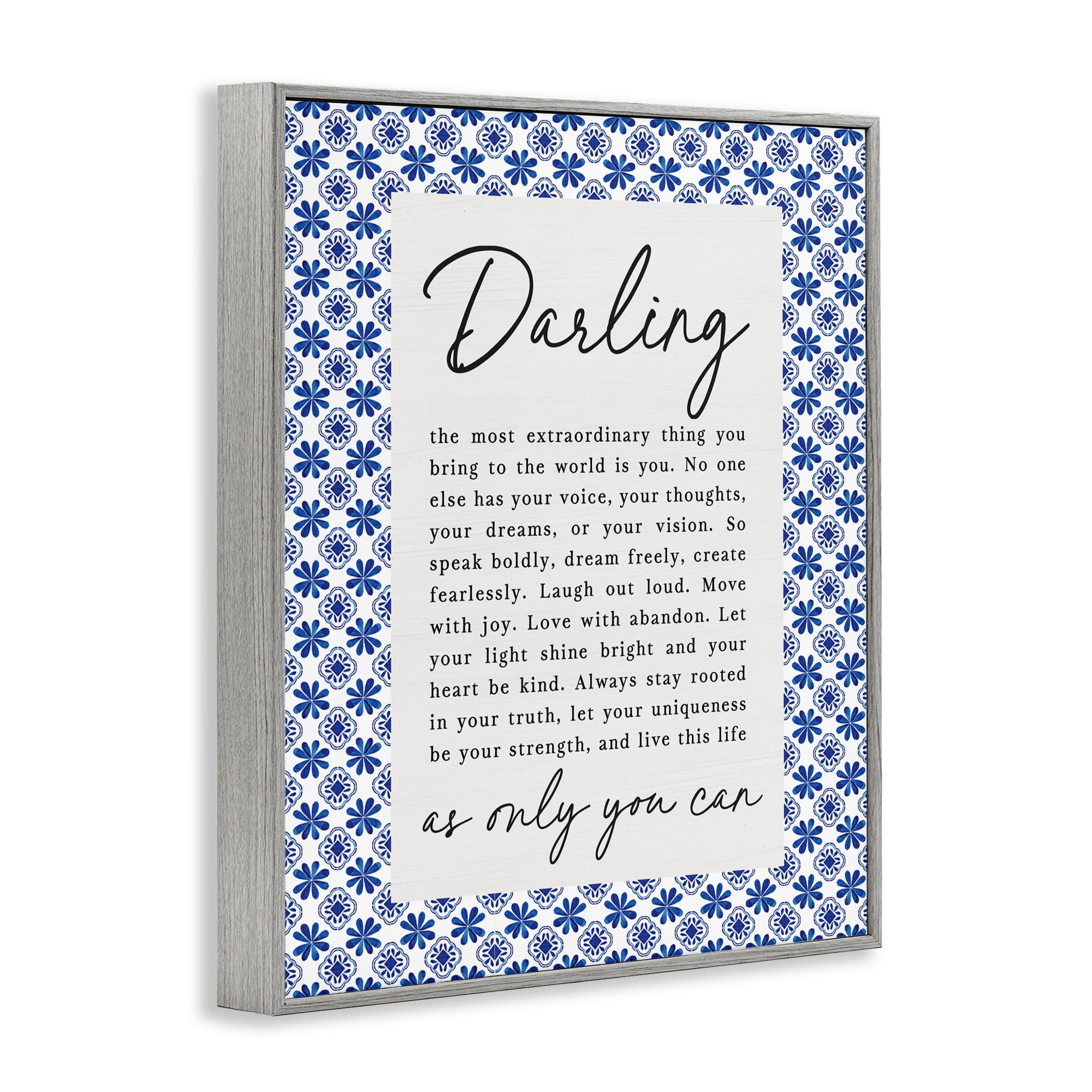 Darling Only You Can Inspiring Gray Framed Giclee Art, design by Lettered and Lined