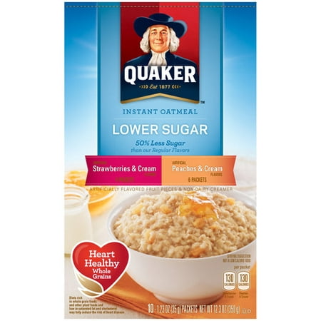 Quaker® Lower Sugar Fruit & Cream Variety Instant Oatmeal 10 ct Box ...