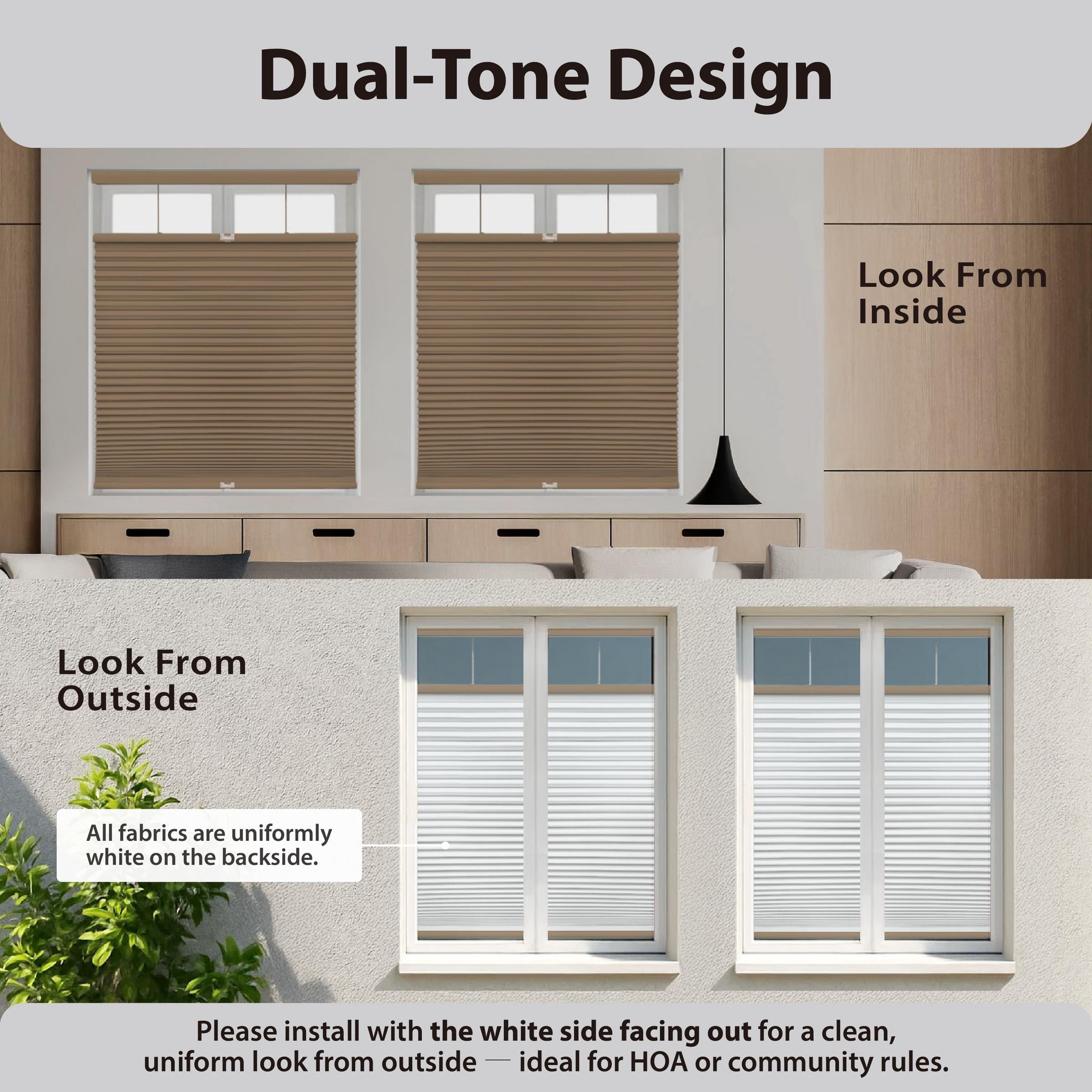 Regal Living Top Down Bottom Up Blackout Cordless Cellular Shade, Latte - 61" W x 72" L