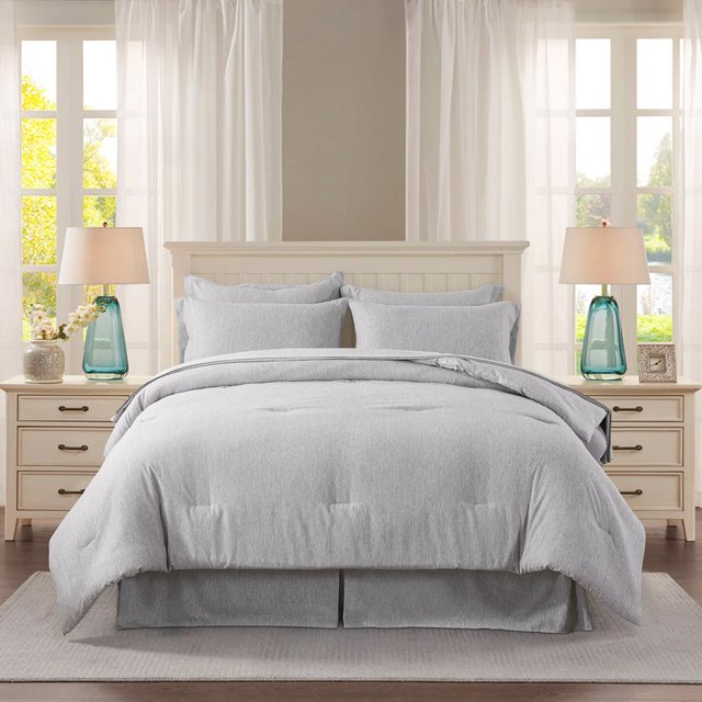 SUTENGDA 8 Piece Bed In A Bag Cationic Dyeing Cozy Comforter Bedding Set (Queen Khaki)