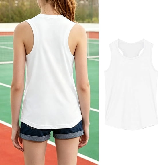 XINXIAOO Kids Girls Soft Stretch Tank Top, Loose Fit Sleeveless Tee for Summer Outdoor, Size 7-8 Years