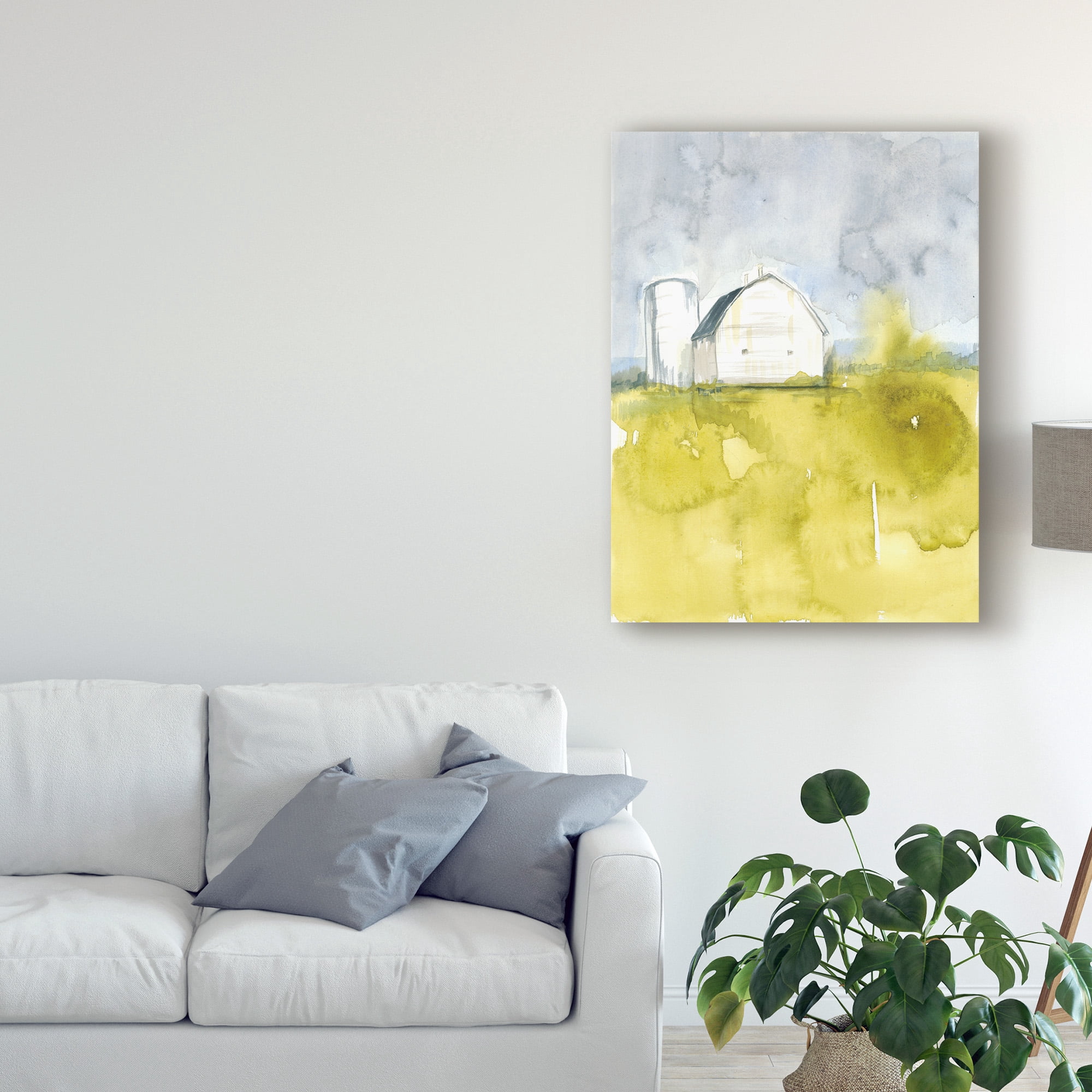 Trademark Fine Art 'White Barn on Citron II' Canvas Art by Jennifer Goldberger