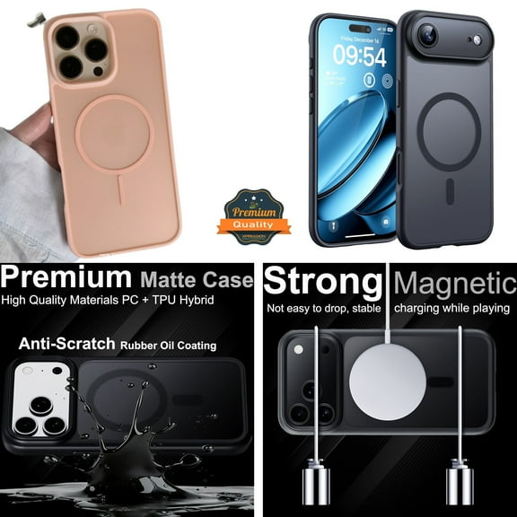 For Apple iPhone 17 Pro Max Translucent Magnetic Case Slim Shockproof Cover with MagSafe Support [Pink]