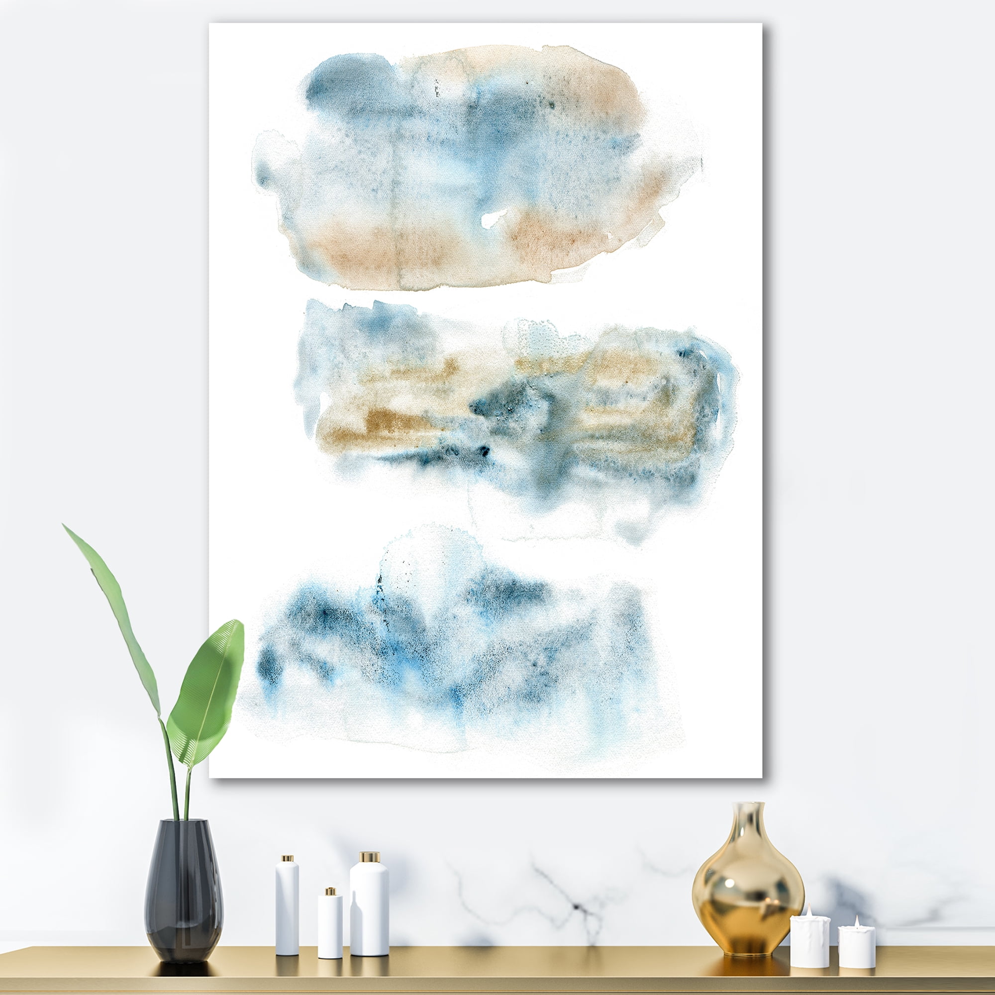 Designart ' Abstract Of Clouds Dark Blue Colored II ' Modern Canvas Wall Art Print