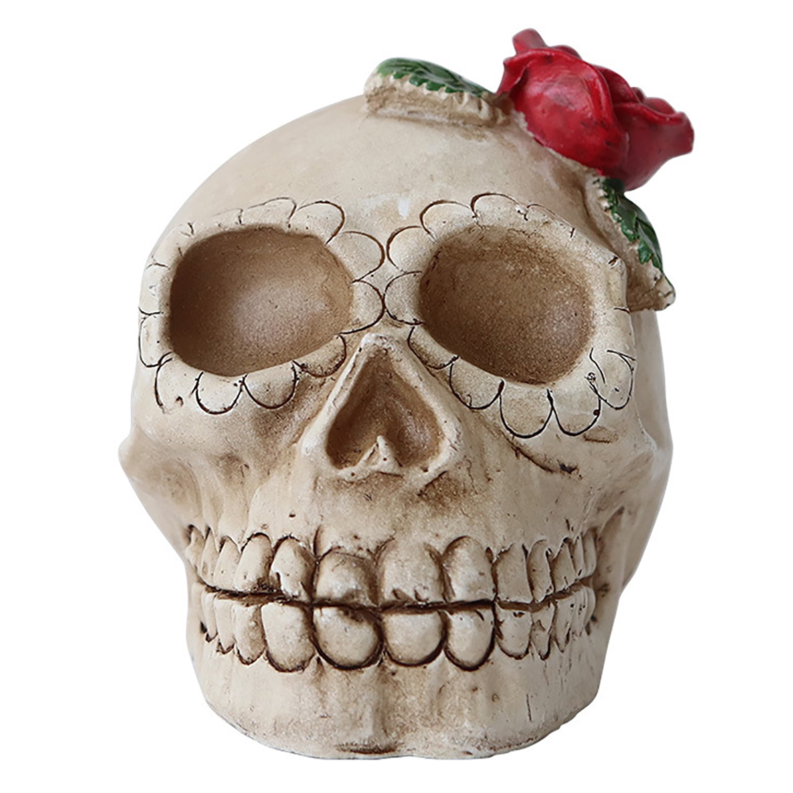VAKIND Halloween Skeleton LED Light - Skull Statues Ornaments (Red Flower  on Head) - Walmart.com