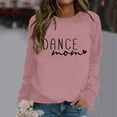thumbnail image 2 of Chandail Femme Automne Danse Imprimé Maman Décontracté Col Rond Chandail en Molleton Manches Longues Basique Chandail-Over Automne Superposition Tops Chandail de Sport Femme Rose S, 2 of 4