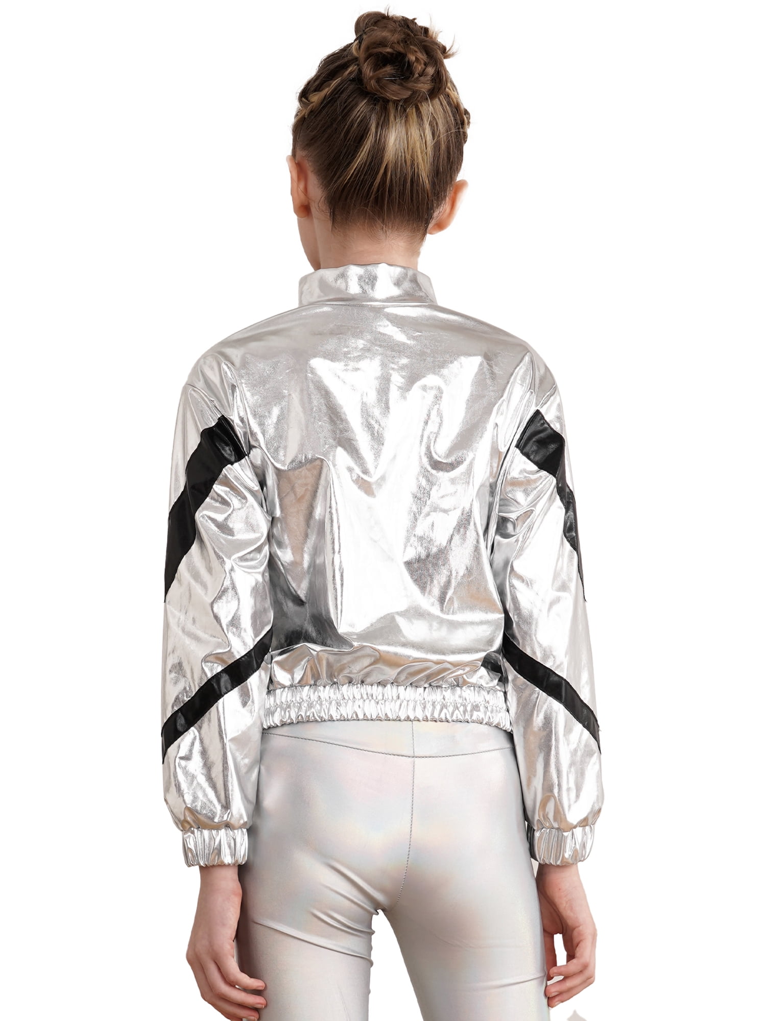 Kaerm Kids Boys Girls Metallic Long Sleeve Bomber Jacket Hip-hop