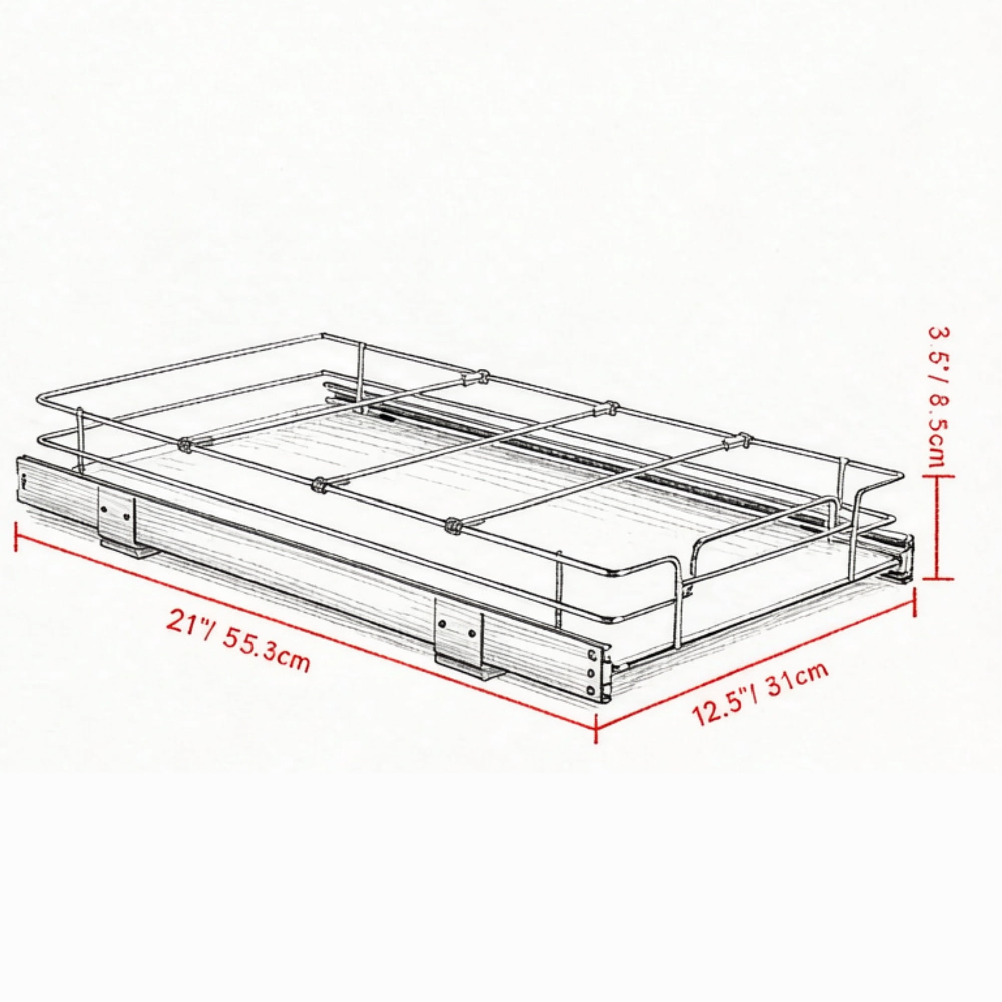 Pull Out Cabinet Organizer, Heavy Duty Slide Out Pantry Shelves for Under Sink (Fits 13.5"Wx22"Dx7"HCabinets), 11"Wx21"Dx2.5"H