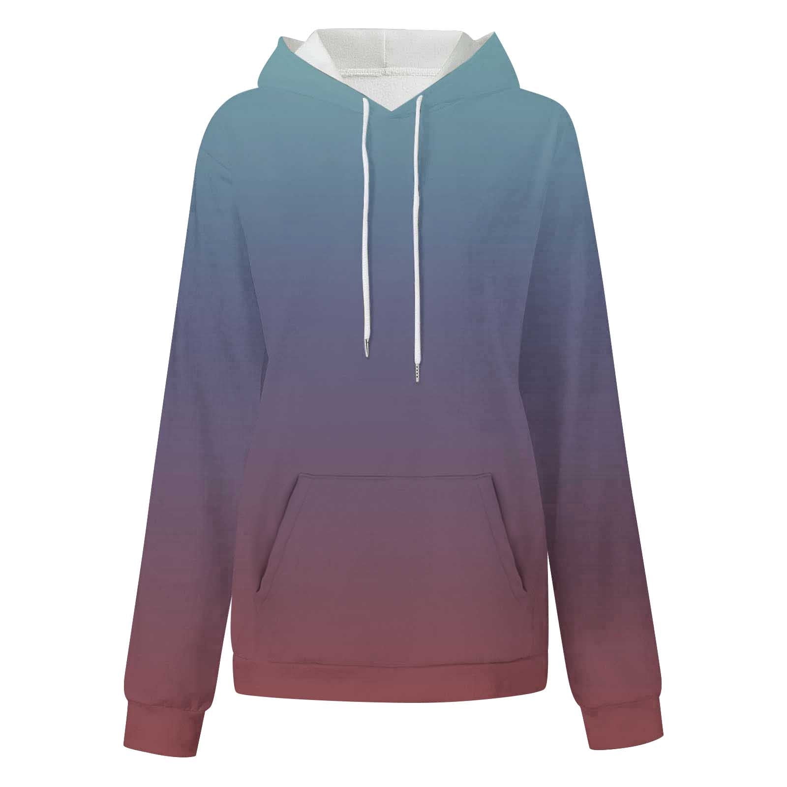 Womens Hoodies with Pockets, Long Sleeve Pullover for Women Fall Fashion Ombre Tie Dye Drawstring Hooded Crewneck Sweatshirts S-2XL