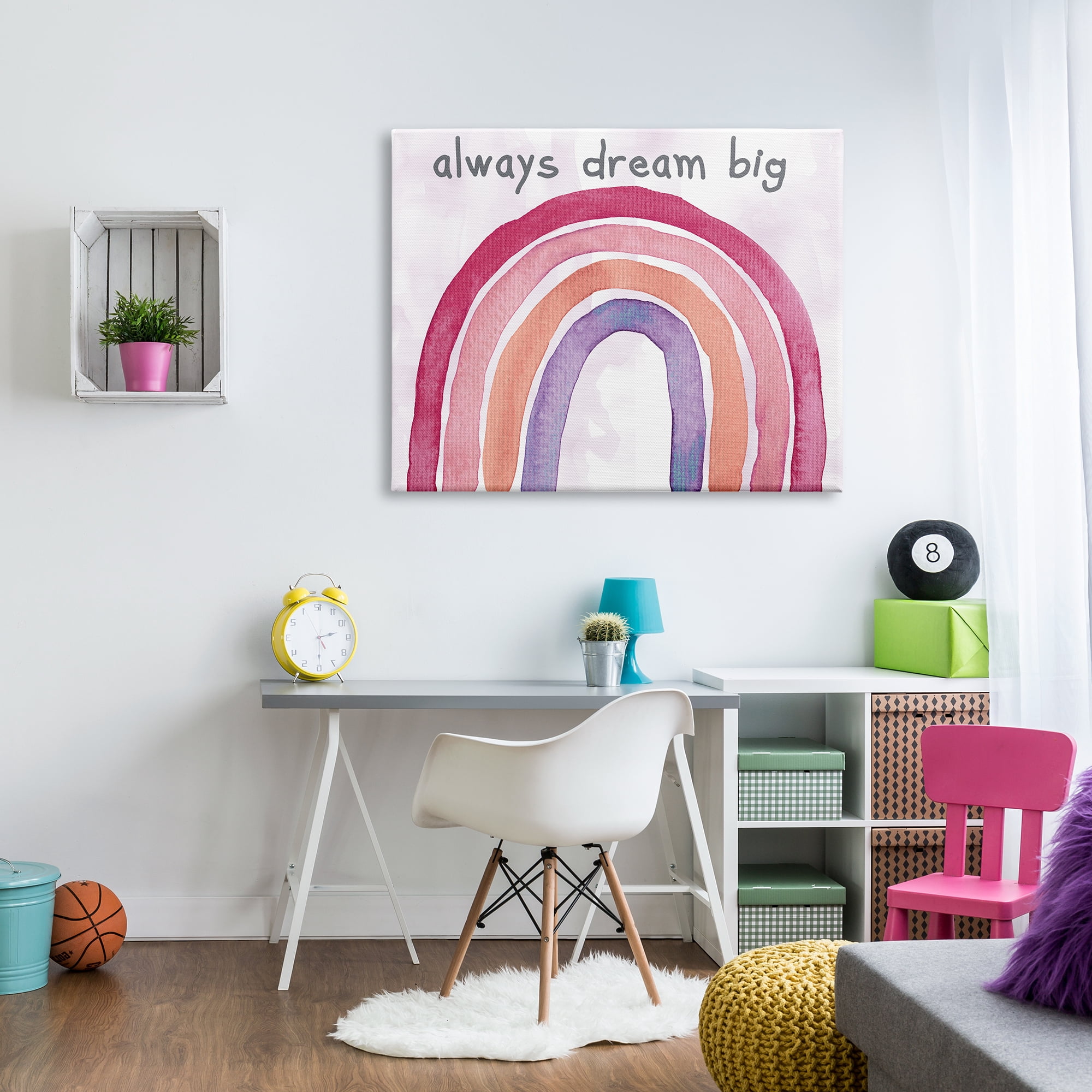 Stupell Industries Always Dream Big Rainbow Landscape Painting Gallery Wrapped Canvas Art Print Wall Art, 48 x 36