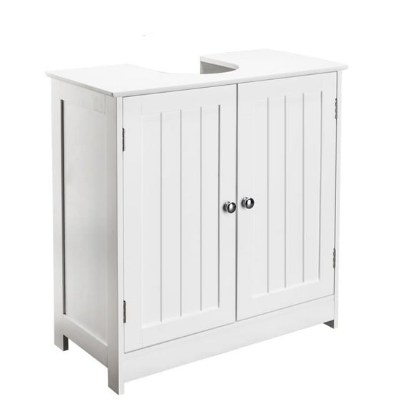 Tcbosik Sink Storage Cabinet with 2 Doors, Vanity Base Cabinet with Adjustable Shelf for Washroom, Easy Assembly, White (Sink Not Included)