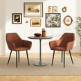 thumbnail image 2 of Gymax Leisure Dining Chair Set of 2 Upholstered Accent Chairs w/ Curved Backrest Brown, 2 of 9