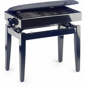 Stagg PB55 BKP VBK Adjustable Piano Bench with Storage Space - Highgloss Black with Fireproof Velvet Seat Top