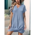 thumbnail image 4 of Swimsuit Cover Ups for Women Short Sleeve Bathing Suit Casual Bikini Swimwear Beach Cover Up Dress S-XXL Light Blue S, 4 of 6