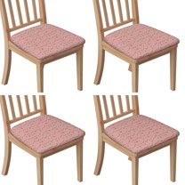 Pink Christmas Tree Seat Covers for Dining Room Chairs Set Of 4,Stretch Printed Washable Chair Seat Cover with Elastic Ties and Button,Removable Waterproof Couch Cushion Covers