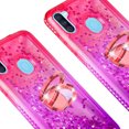 thumbnail image 4 of SOGA Rhinestone Liquid Quicksand Cover Cute Girl Phone Case Case for Samsung Galaxy A11 Case with Embedded Ring for Magnetic Car Mounts and Lanyard - Purple / Pink, 4 of 5