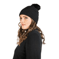 thumbnail image 3 of Sportsman Unisex 12" Pom-Pom Cuffed Beanie, Acrylic Lined Striped Speckled Hat for Winter, (One Size Black), 3 of 5