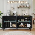 thumbnail image 3 of MROJISC Mid-Century 58" Buffet Cabinet Sideboard with Storage, 4 Doors with Adjustable Shelves, Black, 3 of 10