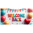 thumbnail image 1 of Welcome Back Theme Party Banner Heart Design Background Wedding Event Backdrop School Decorations Reunions Photo Props, 1 of 4