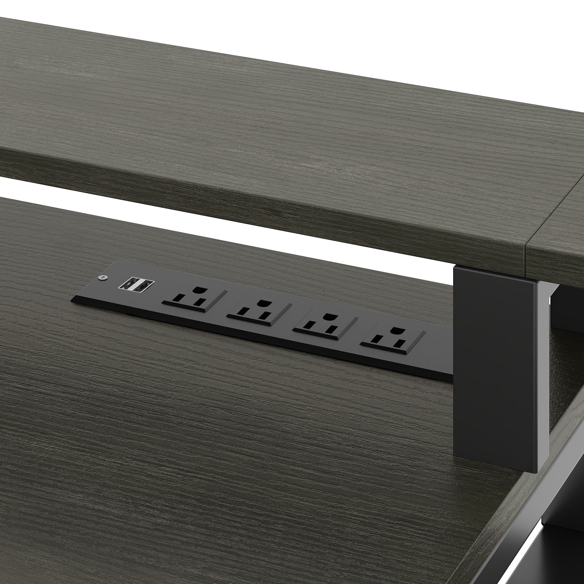 Dextrus L-Shaped Desk with USB Ports & LED Light, Modern Computer Desk with Monitor Stand & 3 Drawers,  White