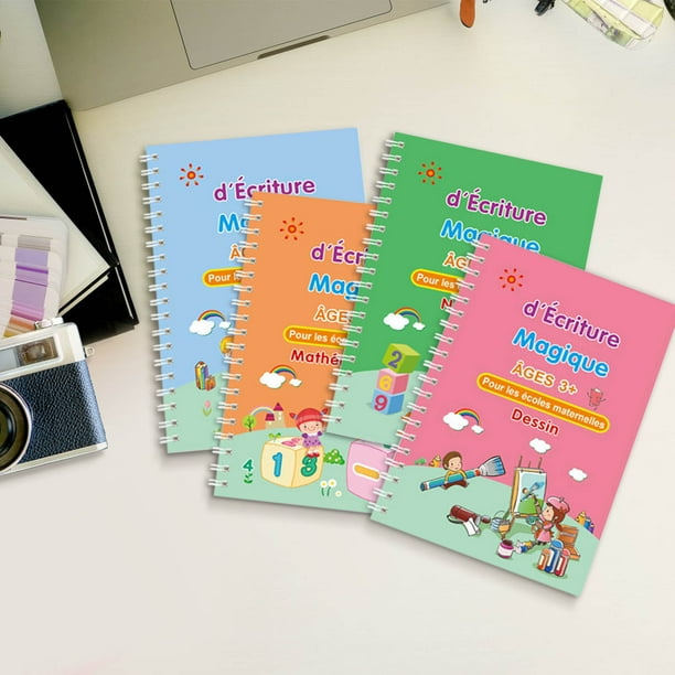 Fiudx Juego de Práctica de Personajes Mágicos, Tinta Autodesapareciente, Divertido y Educativo, Diseños Temáticos Múltiples, Seguro y No Tóxico, Herramientas de Estandarización de Escritura, 4 Pegati