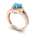 thumbnail image 2 of 1.49 ct Heart Cut Simulated Turquoise with Simulated Diamond Halo Accents 18K Rose Gold Womens Engagement Ring, 2 of 5