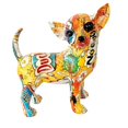 thumbnail image 4 of Graffiti Chihuahua Statue Dog Figure Spray Paint Resin Table Decoration Delicate C, 4 of 9