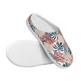 thumbnail image 3 of Daiia Tropical Leaves Print Women’s Fuzzy Slippers Memory Foam Lightweight House Shoes Cozy Loafer Flannel House Shoes-35/36, 3 of 7