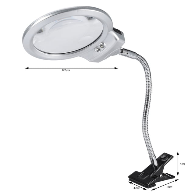Con Abrazadera De Luz LED Lupa De Mesa Ajustable, Lupa De Lámpara, Lectura De Sellos Para Periódicos Lupa De Lectura De Mapas