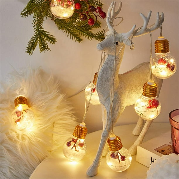 Noël LED Ampoules Guirlande Lumineuse, 4 Mètres 50 LED 10 Ampoules