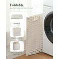 thumbnail image 6 of Laundry Hamper with Lid, 112 L Handwoven Rattan Wicker Laundry Basket, 2 Removable Liner Bags Metal Heightened Feet, 6 Mesh Bags, 2 Section Large Clothes Hamper for Bathroom Bedroom, White, 6 of 14